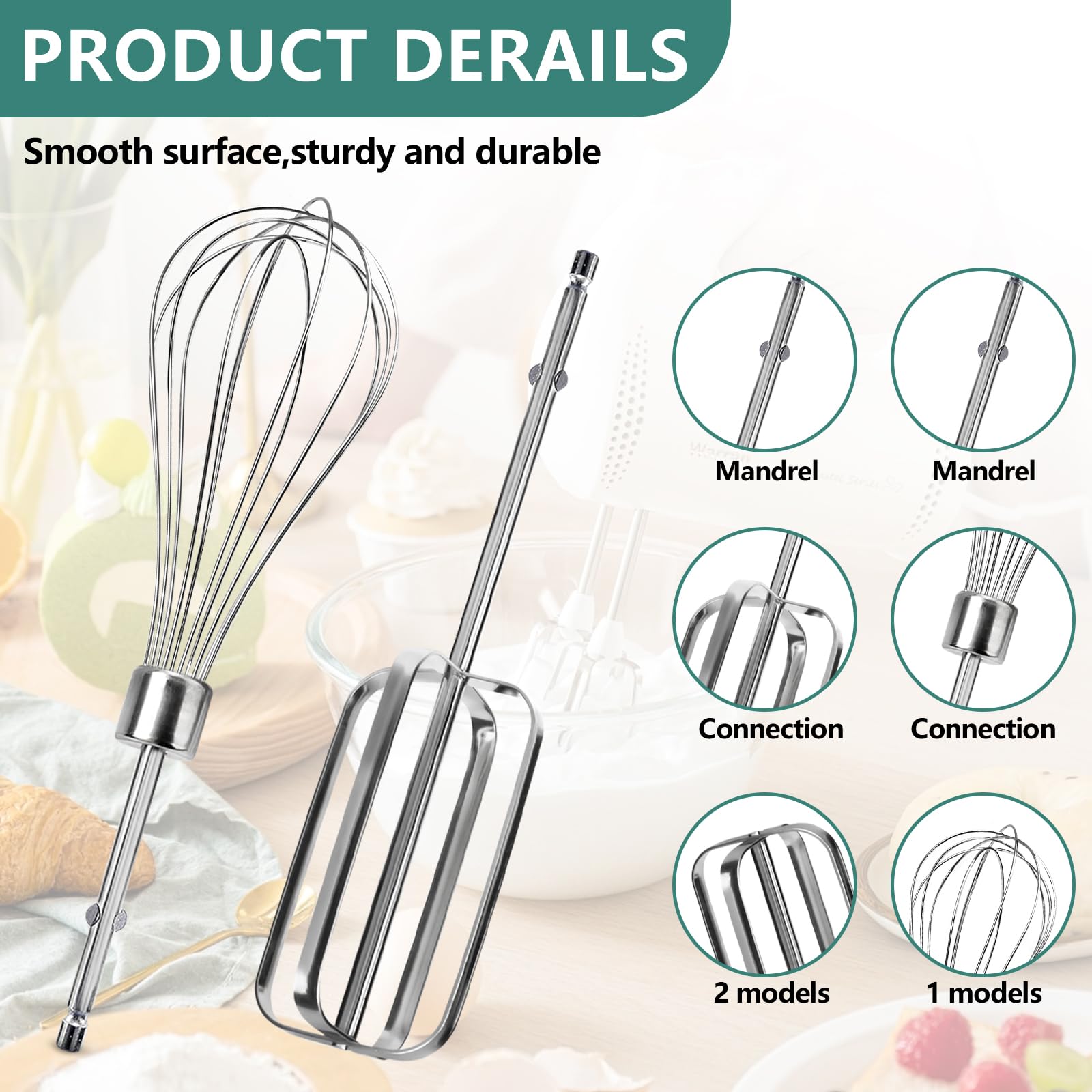 Hand Mixer Beaters Compatible with Hamilton Beach Hand Mixer 62682RZ 62692 62695V 64699, Mixer Replacement Beaters Fit Hami-lton Beach Mixer Parts, for Hamilton Beach Portable Mixer Attachments