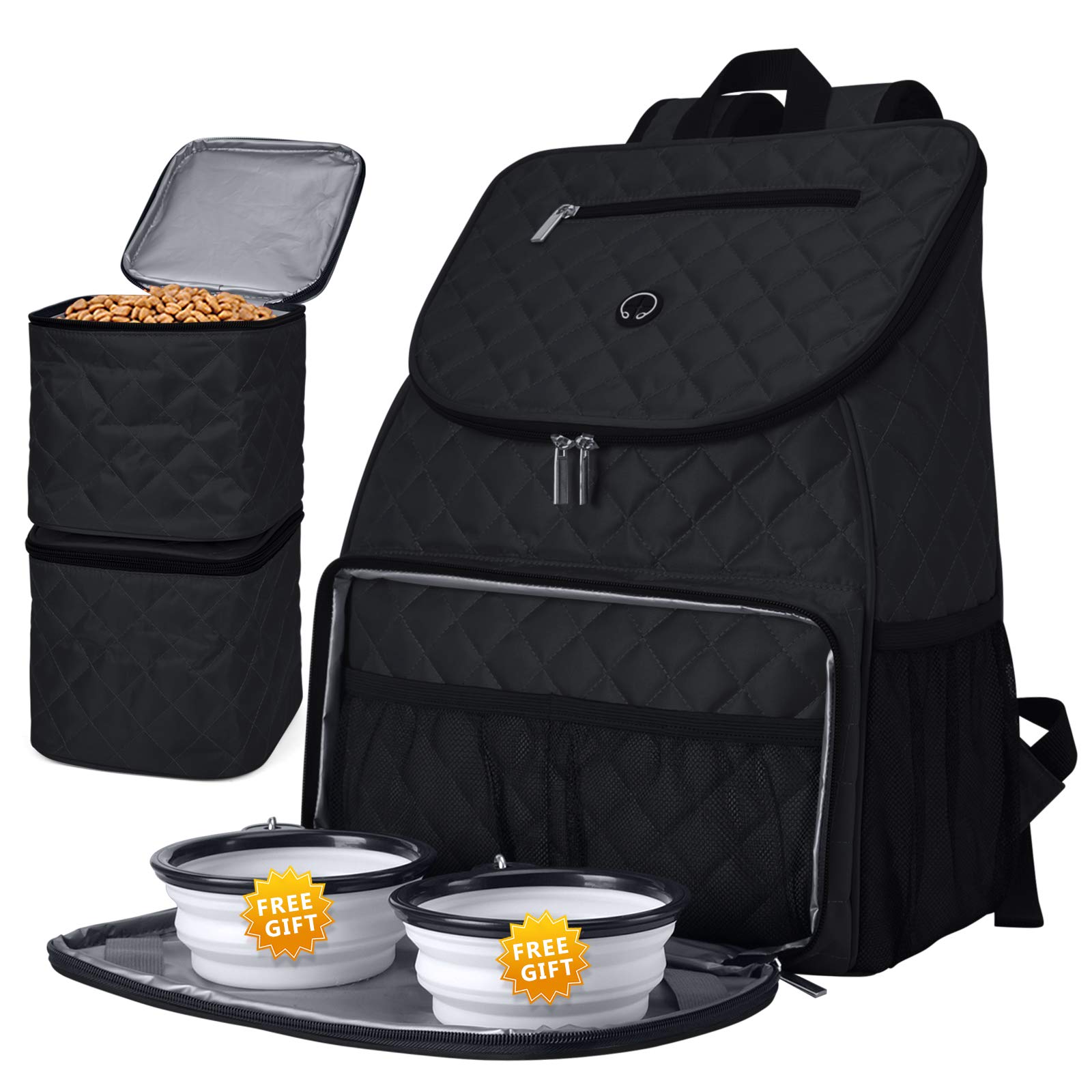 Photo 1 of BAGLHER Dog Travel Bag, Airline Approved Pet Supplies Backpack, Dog Travel Backpack with 2 Silicone Collapsible Bowls and 2 Food Baskets, Black
