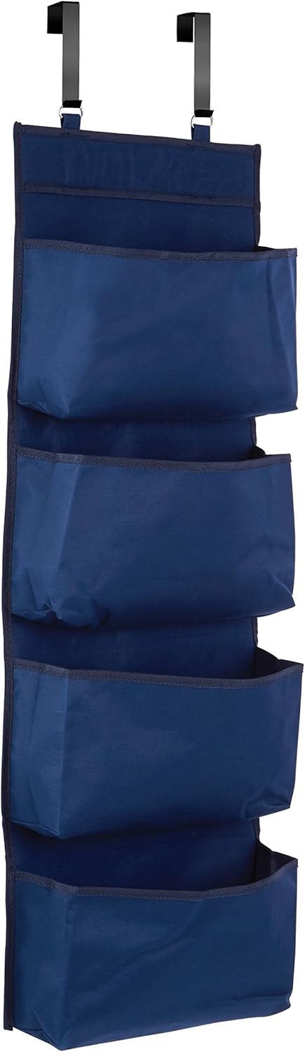 Premier Housewares 1901756 4-Tier Over Door Hanging Organiser, Dark Blue, 10 x 34 x 90 cm, H90 x W34 x D10cm