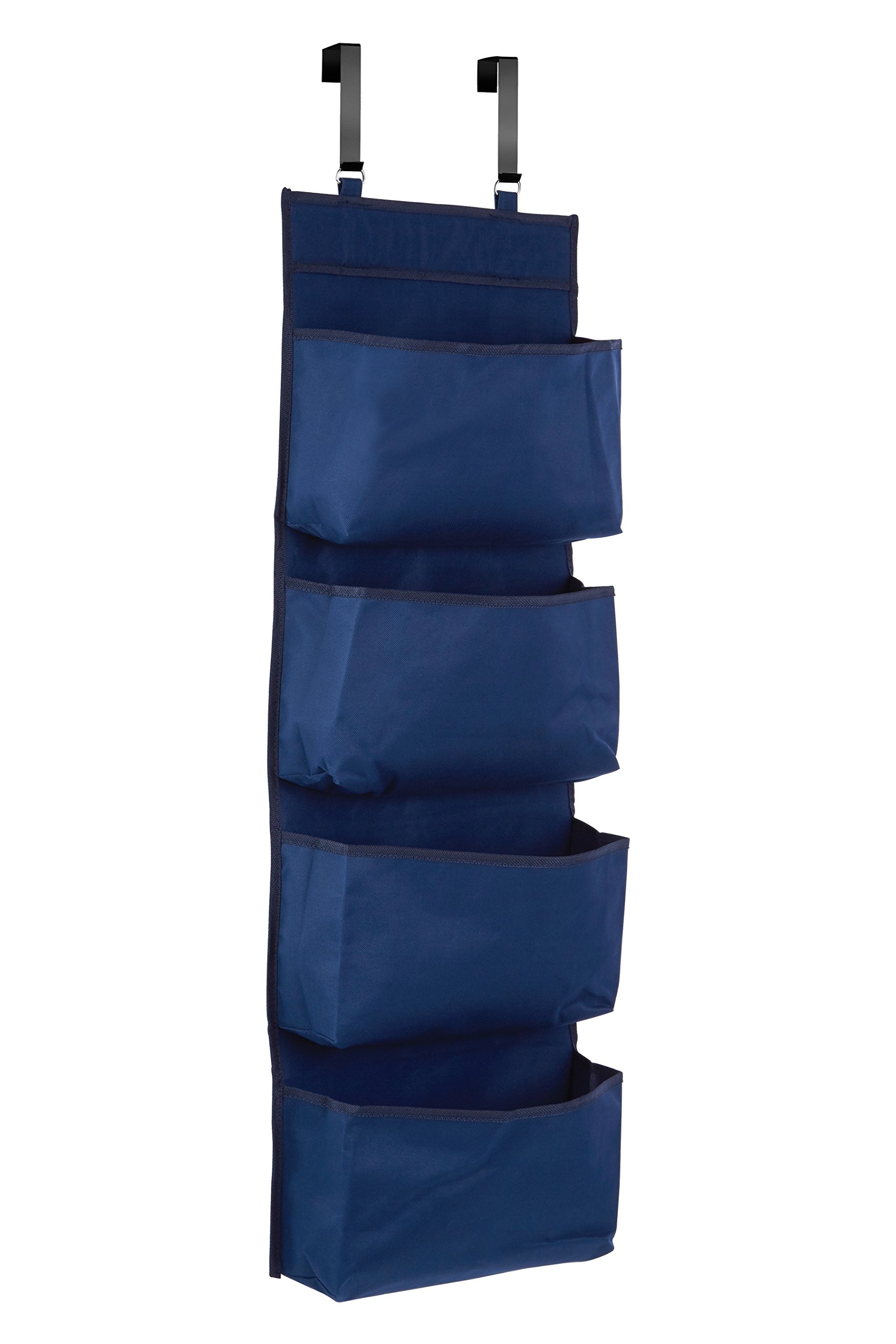 Premier Housewares 1901756 4-Tier Over Door Hanging Organiser, Dark Blue, 10 x 34 x 90 cm