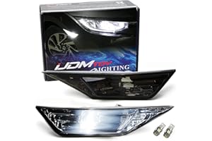 iJDMTOY JDM Smoked Lens White LED Bulb Front Side Marker Light Kit Compatible With 2016-21 Honda Civic Sedan/Coupe/Hatchback, Replace OEM Amber Sidemarker Lamps