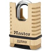 Master Lock ProSeries 4-Digit Combination Padlock, Brass Lock 1177D | Heavy-Duty, Commercial Grade Resettable Combination Lock with 2-1/4" Shrouded Solid Brass Body for Durable Outdoor Protection