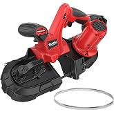 2-1/2" Cordless Band Saw Compatible with Milwaukee 18V Battery (Tool Only) | Ecarke 18V Brushless Handheld Bandsaw with LED Light &amp; Hook, 6 Variable Speeds Portable Band Saw for Metal &amp; Pipe Cutting