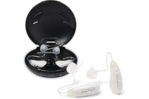 Medline Comfortable & Rechargeable OTC Hearing Aids, White, Behind-The-Ear, 4 Environmental Settings, Water Resistant, Adjustable Volume, Mild to Moderate Hearing Loss, Noise Reduction