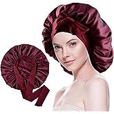 Silk Bonnet for Sleeping Women Satin Bonnet Double Layer Night Sleep Cap with Elastic Tie Band for Curly Natural Hair