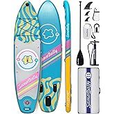11'Stand Up Paddle Boards Surf Control with Premium SUP Board Accessories Backpack & Removable Fins, 34" Wide Inflatable Paddle Boards of All Skill Levels