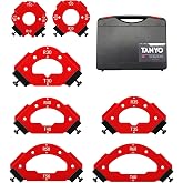 TANYO 7pcs Router Corner Radius Template, 3 in 1 Radius Jig T10-60, R10-60 | 18 Sizes of Radius, CNC Machined &amp; Anodized, Adjustable Stops, with Plastic Box, for Woodworking Table Routers