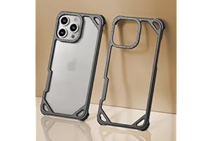 OGRANEE Aluminum Frame Metal Case for iPhone 16 Pro 6.3 inch with 4 Corners Silicone Pads Bumper Raised Edge Protection, Minimalist Slim Shockproof Hard Cover Cool Stylish for iPhone 16pro, Black