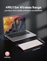 TECKNET 2.4G Wireless Keyboard UK Layout Pink Compact Mini 12 Month Battery view 3