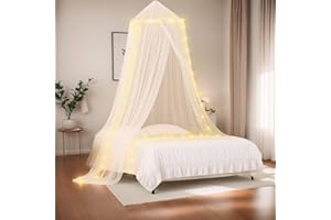 Grande baldaquin de lit avec lumière LED en forme d'étoile pour fille, pour lit double/grand lit/très grand lit, moustiquaire