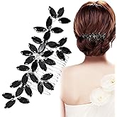 Black Wedding Crystal Hair Comb Elegant Bridal Wedding Hair Piece Teardrop Crystal Rhinestone Hair Accessories for Women Prom Party Photography