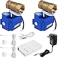 E-SDS Automatic Water Leak Shut Off Valve System,Water Leak Detector with 2 Valves,2 Sensors and Sounds Alarm,for Pipes 3/4 NPT,Flood Prevention for Laundry Washing Machines,Water Heaters and More