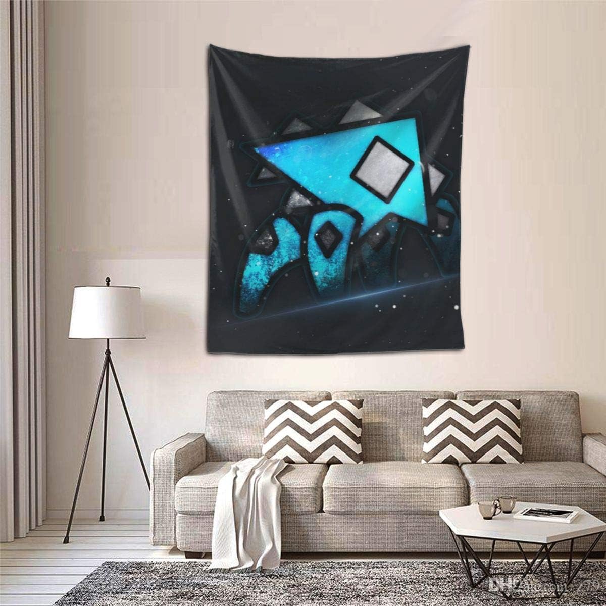 Blue Geo-me-Try Dash Home Decor Vertical Tapestry Tablecloth Wall Hanging Mural Art Bedroom Living Room
