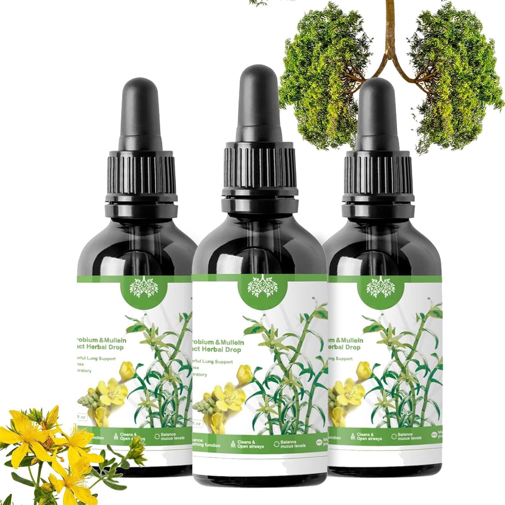 Mullein Leaf Extract For Lungs, Clearbreath Dendrobium & Mullein Extract Mullein Drops Lung Cleanse Powerful Lung Support Cleanse Respiratory Herbal Body Care Essence, Clear Breath (30ml *3)