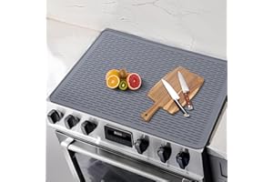 OUTUO Silicone Stove Top Covers For Electric Stove Heat Resistant Cooktop Cover Dish Drying Mats For Kitchen Glass Stove Countertop Protector（28"x20"）Grey