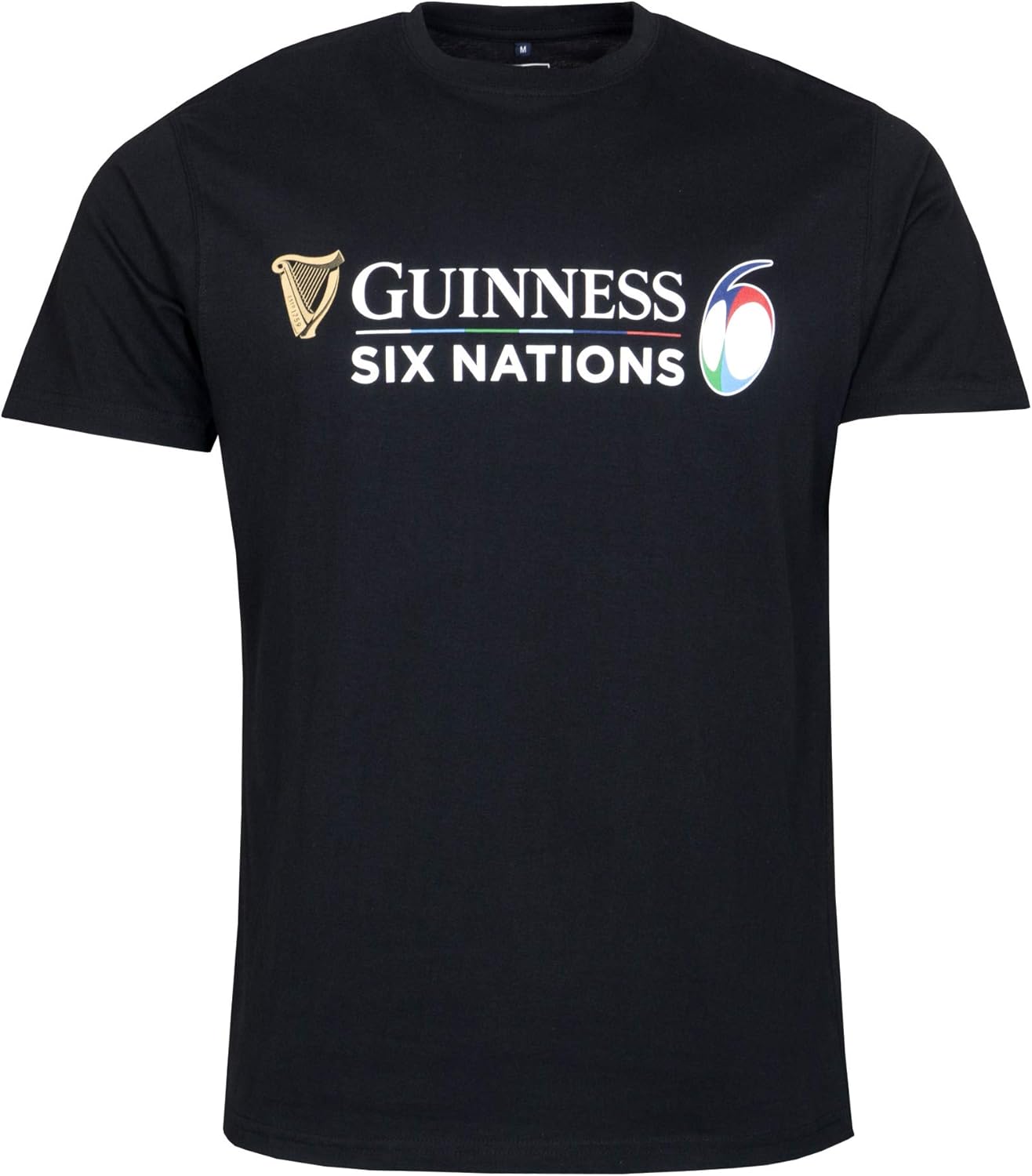 6 Nations Guinness Rugby Mens Large Logo TShirt Black 2020/21
