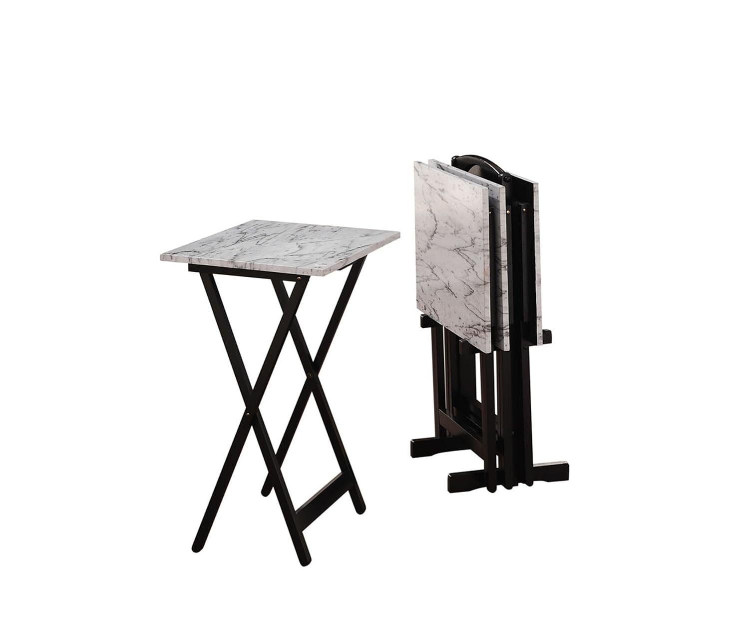 Linon Tray Table Set Faux Marble