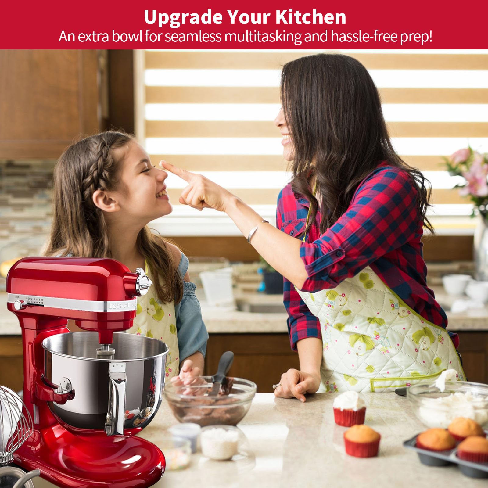 6QT Stainless Steel Mixer Bowl Compatible With Kitchen Aid Stand Mixers, Replacement Mixing Bowl for 6QT Kitchen Aid Lift Mixers