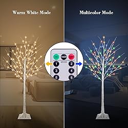 5FT Lighted Birch Tree with 90 LED Warm White and