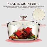 Overmont Enamelled Cast Iron Round Casserole Pot 6.6L Pink with Lid view 3