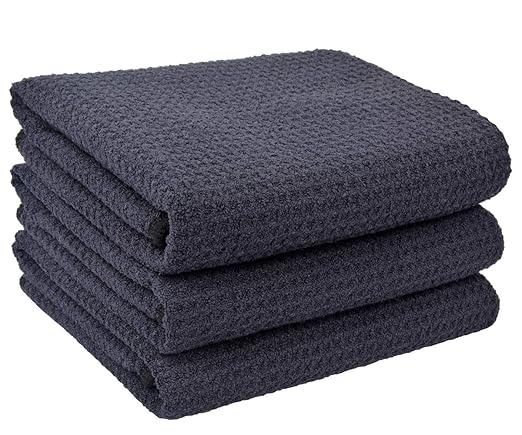 VIVOTE 3er-Pack Microfaser Geschirrtücher, Waffelgewebe Handtuch, Super saugfähige Trocknungstücher 40 cm x 56 cm Schwarz