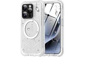 Haireca for iPhone 15 Pro Max Waterproof Case, [Built-in Lens & Screen Protector] [IP68 Underwater] [15FT Military Shockproof], Full Body Protection 15 Pro Max Frosted Phone Case 6.7", Unique Clear