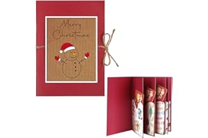 Engrowtic Christmas Gift Card Book 5 Slots Gift Postcard Sleeves Christmas Snowman Money Holder Envelope Booklet for Cash Xmas Party Supplies for Teacher Office Employee Appreciation
