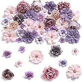 rongflower Faux Flower Heads Small Silk Artificial Flower DIY Fake Mini Flowers Rose Daisy Multicolor Flowers Craft Supplies for Wedding Party Wreath Graduation Season Party Home Decor (45, Purple)