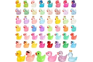 Guiqulai 48 Pcs Mini Resin Ducks 6 Styles Tiny Ducks Miniature Figures Colorful Mini Figurines Tiny Resin Animals for Garden 