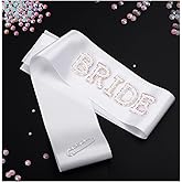 Etercycle Bride Sash, Bride To Be Sash Bridal Gifts, White Pearls Rhinestones Sashes Bachelorette Party Decorations Bridesmai