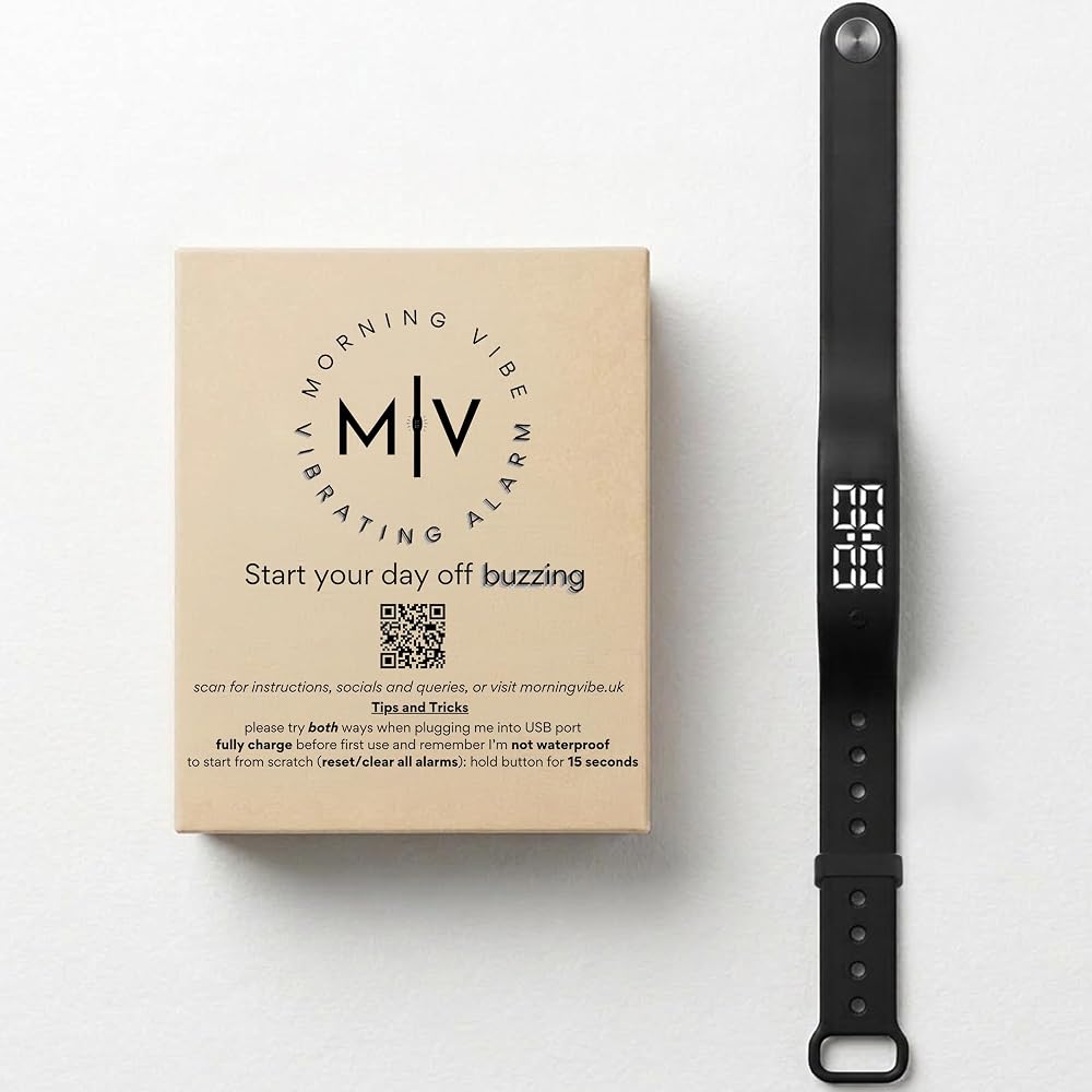 Morning Vibe Silent Vibrating Alarm Clock Band Midnight Black