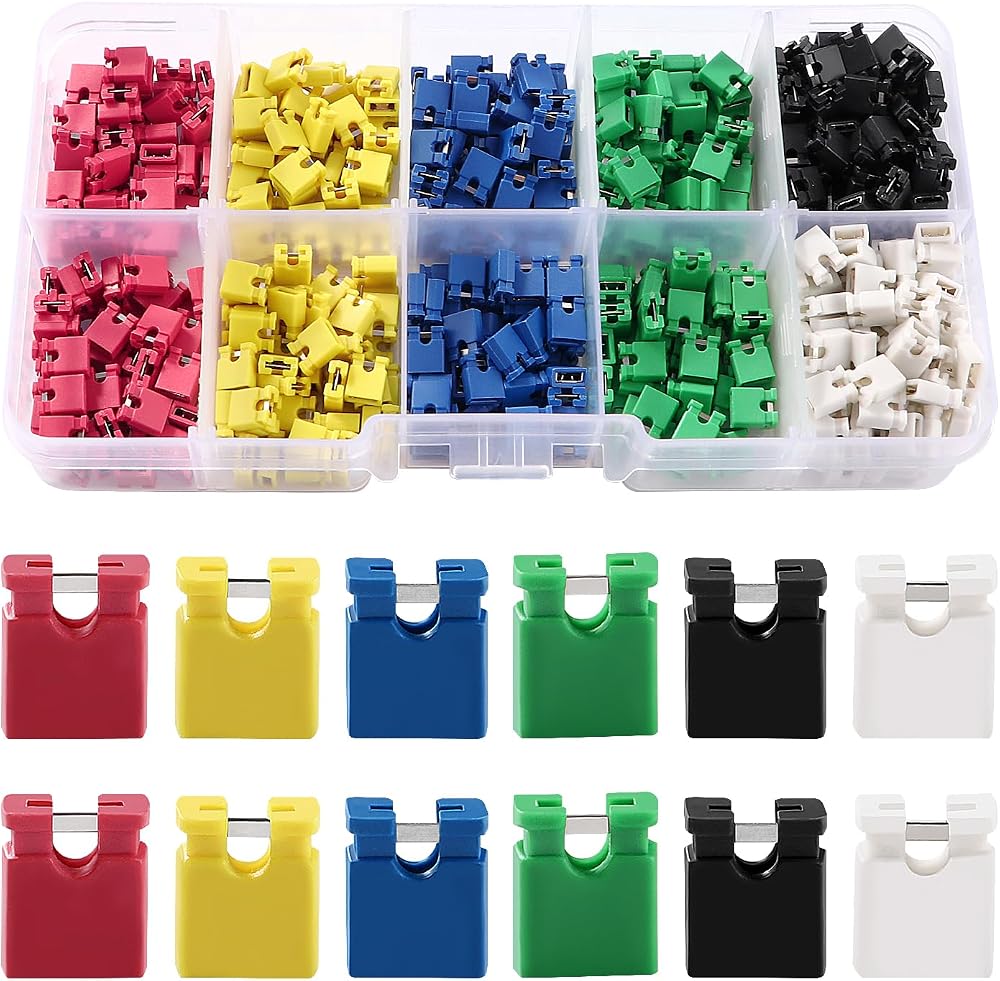 VooGenzek 600PCS 2.54mm Jumper Caps 6 Colors Circuit Board Shunts Connectors