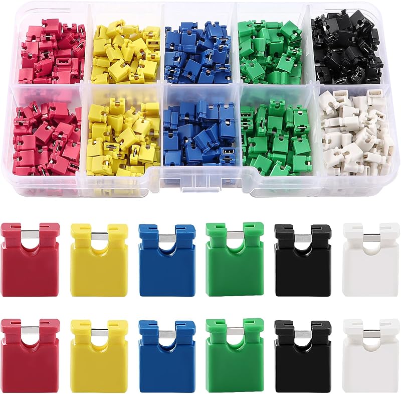 VooGenzek 600PCS 2.54mm Jumper Caps 6 Colors Circuit Board Shunts Connectors