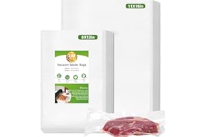 Moretoes 200pcs Vacuum Sealer Bags, 100 Quart 8" x 12" and 100 Gallon11" x 16", BPA Free, Pre-cut Commercial Grade Vac Seal Meal Bags for Food Saver Storage, Meal Prep or Sous Vide