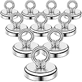 DIYMAG Magnetic Hooks with Countersunk Hole Eyebolt 110LBS+ 10Pack | Heavy Duty Magnet, Rare Earth Neodymium Magnets,for Workplace, Home, Kitchen, Office and Garage