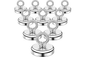 DIYMAG Magnetic Hooks, 100 lbs Heavy Duty Rare Earth Neodymium Magnet Hooks with Countersunk Hole Eyebolt for Workplace, Home, Kitchen, Office and Garage, 10 Packs