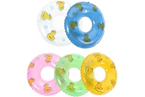 ibasenice Mini Swimming Ring Inflatable Swim Ring, 5pcs Dolls Pool Swimming Party Favors Baby Pool Float Swimming Rings Plastic Mini Swim Tube Swimming Ring Toy for Over 3 Years Old