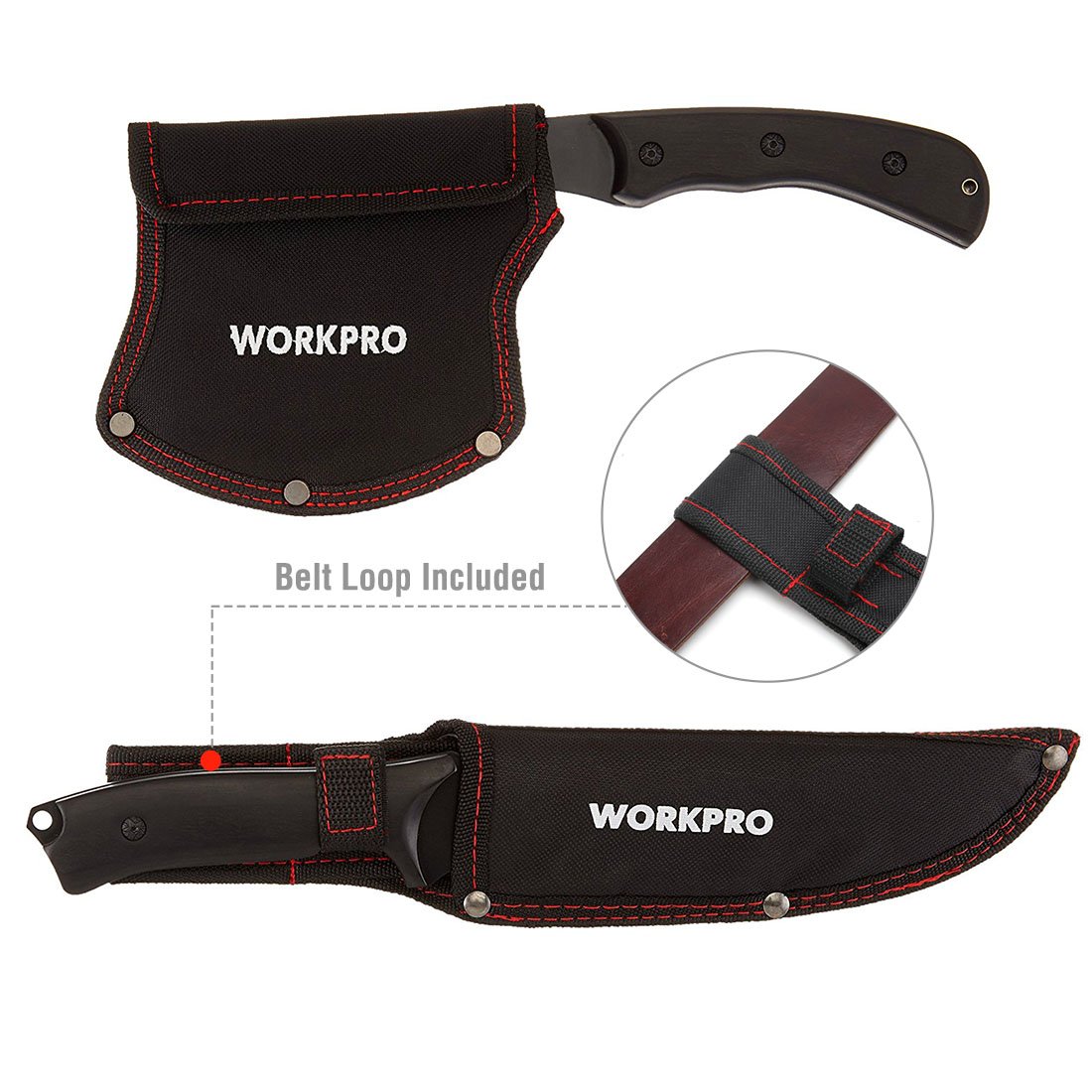 WORKPRO Axe And Fixed Blade Knife Combo Set Full Tang Wood Handle For