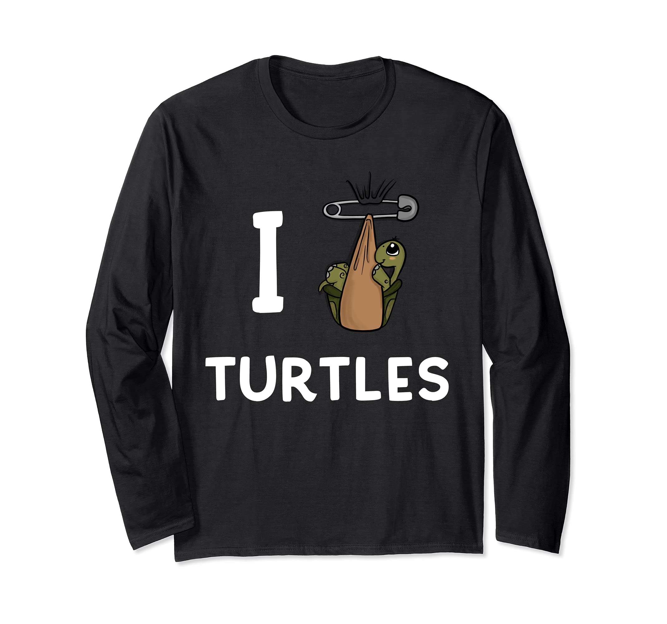 I Love Turtles Quote Pet Turtle Pocket Art World Turtle Day Long Sleeve T-Shirt