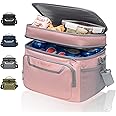 EVERFUN Small Lunch Box Insulated Cooler Bag Mini Cooler 24 Can Soft Sided Lunch Bag for Women Ice Chest Double Deck Portable Personal Collapsible Waterproof Leak-Proof for Work Travel Car, Pink