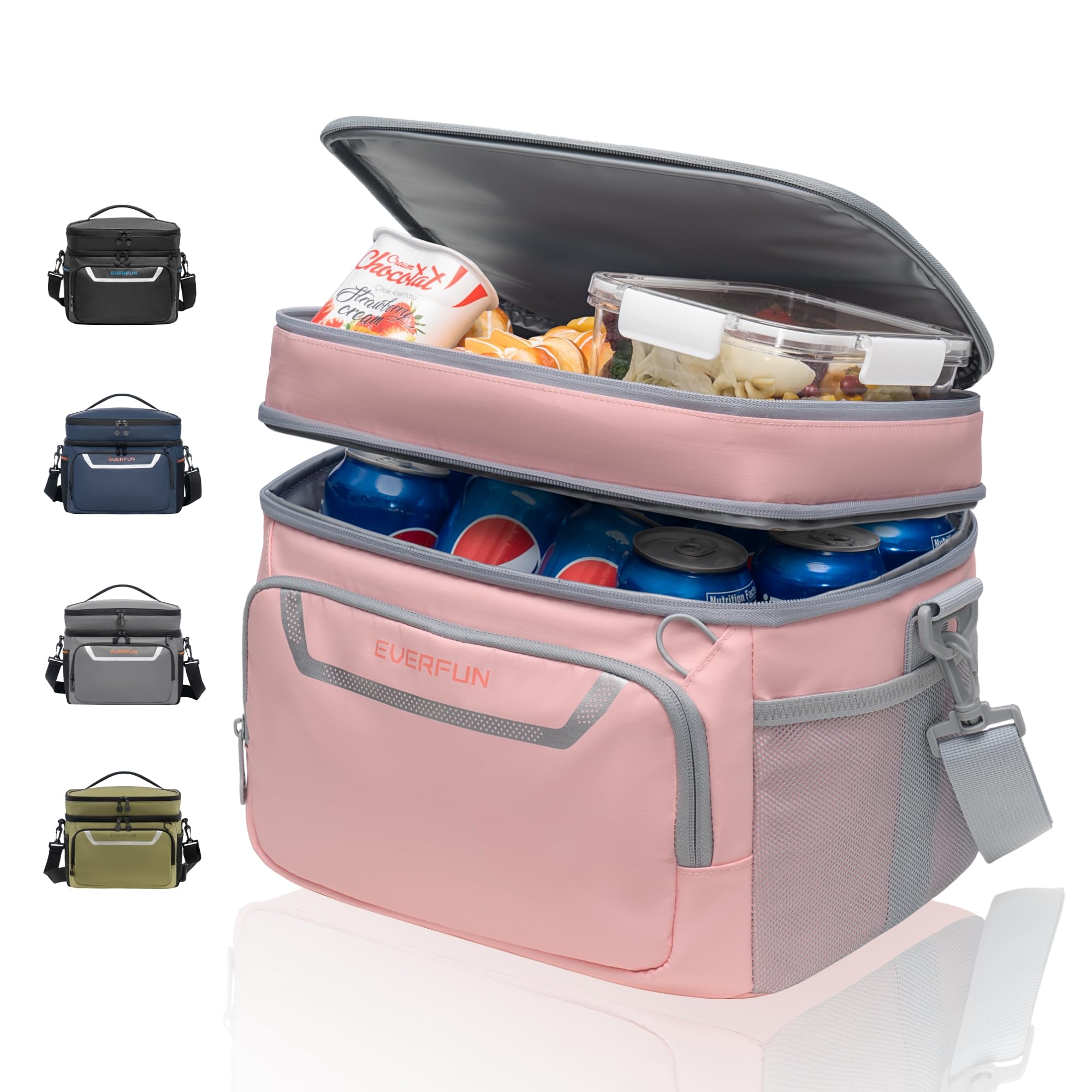 EVERFUN Small Lunch Box Insulated Cooler Bag Mini Cooler 24 Can Soft ...