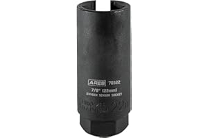 ARES 70322-22mm (7/8-Inch) x 3/8-Inch Drive Oxygen Sensor Socket - 6-Point Slotted Design for Wire Gate Access - High Strength Chrome Vanadium Steel with a Manganese Phosphate Coating