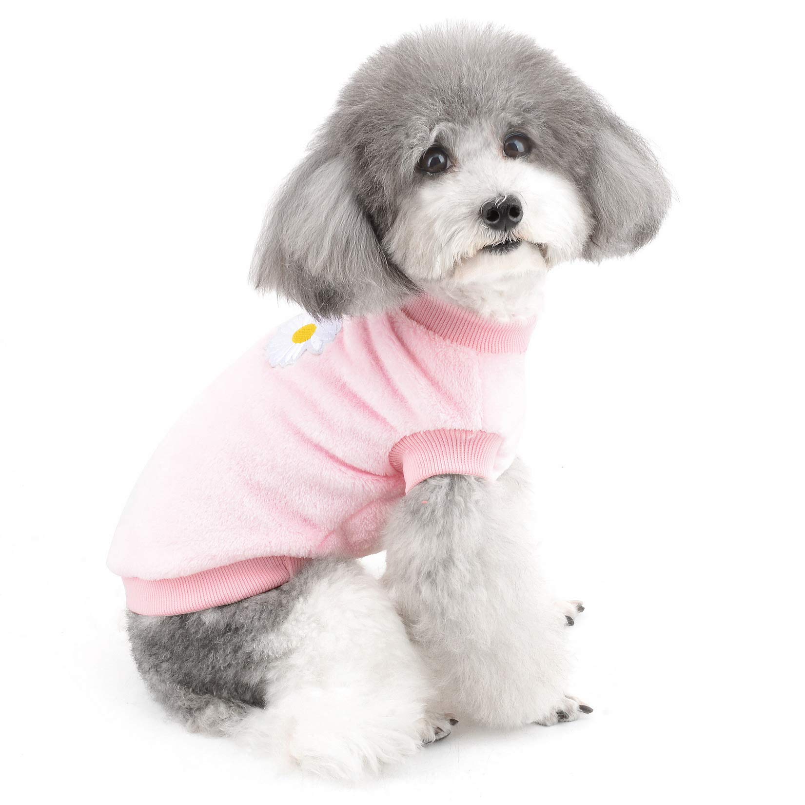 ZUNEA Small Dog Jumper Winter Warm Fleece Jacket Coat Puppy Clothes Soft Comfortable Velvet Sweater Pet Pullover Apparel Christmas Chihuahua Clothing for Dogs Girls Pink S