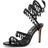 GPXGPX Rhinestone High Heels for Women Ankle Wrap Stiletto Sandals with Crystal Pendants Sexy Party Bridal Evening Sparkly Stiletto High Shoes