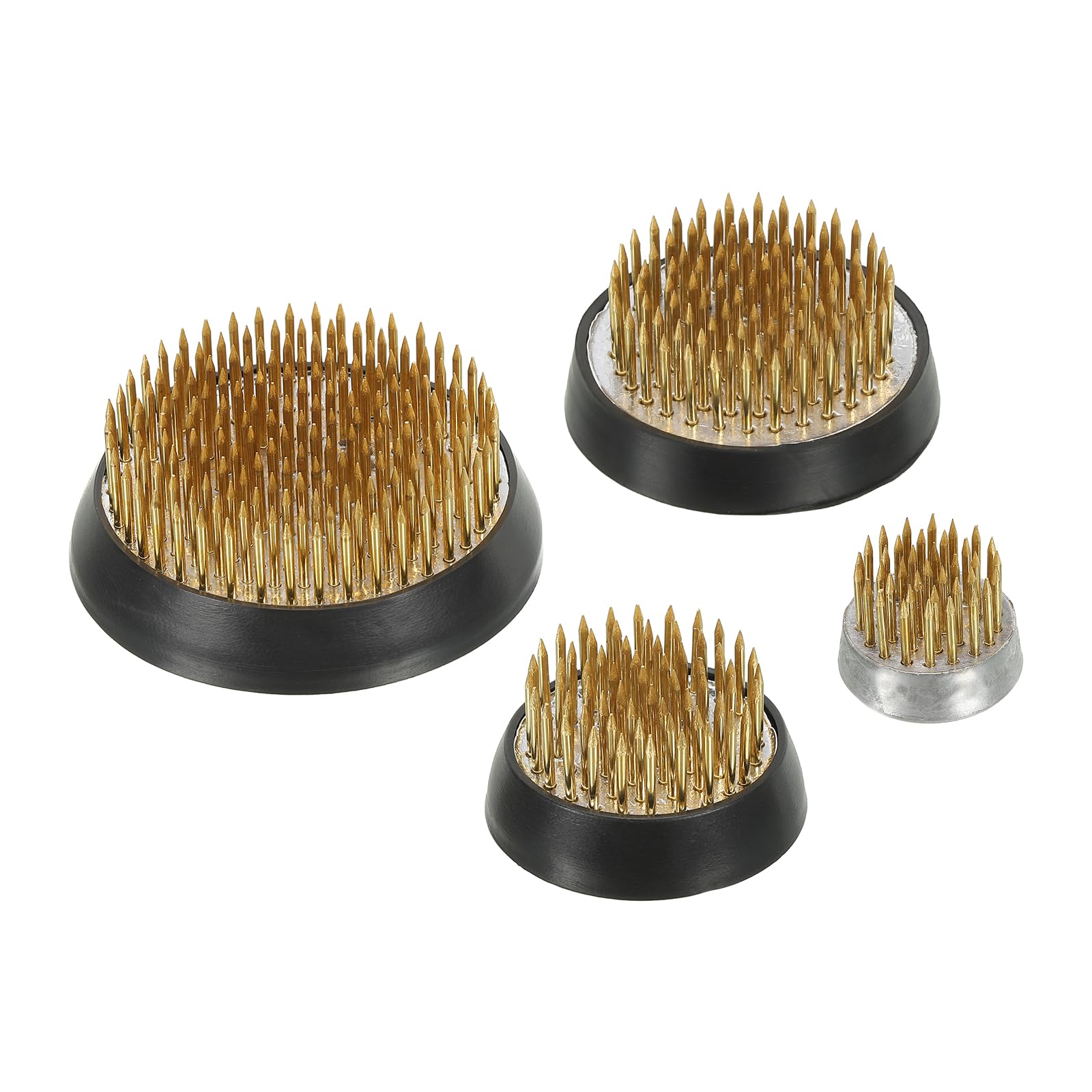 PATIKIL 0.9"/1.4"/1.7"/2.4" Flower Frogs Ikebana Kenzan, 4 Pcs Flower Arranger Tool Brass Floral Frog Pin Holder for Vase Flower Arrangement, Gold Tone