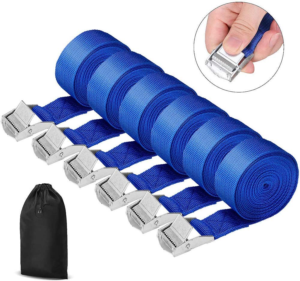 thumbnail image 2 of 16-Pack Heavy Duty Tie Down Straps - 2M Ratchet Straps With Buckles For Cargo, Motorcycle, Luggage (550lb Capacity) 2 of 11