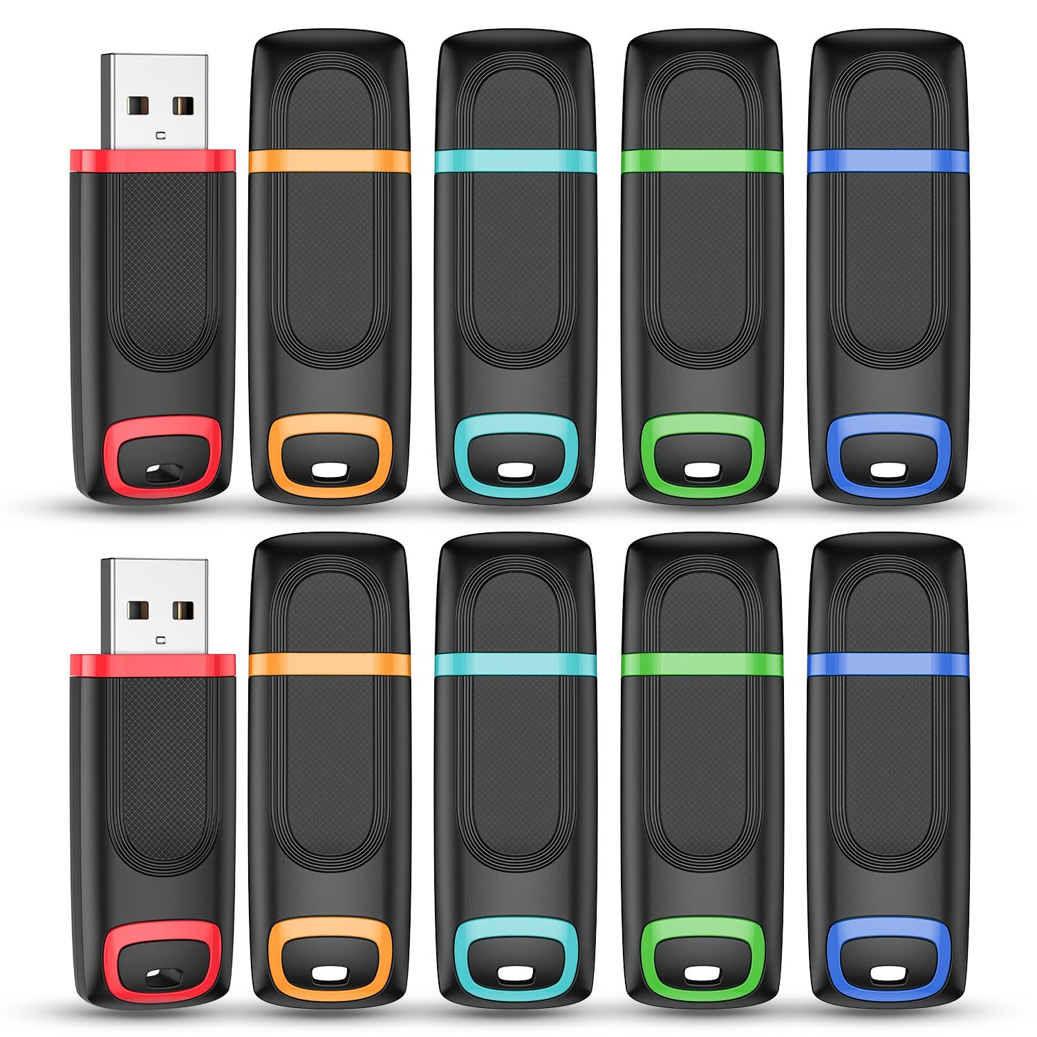 Vansuny 32GB USB Stick 10 Pack USB 2.0 Flash Drive Bulk USB Memory Sticks Cap Design Thumb Drives for PC, Laptop, Printer, TV, DJ, Car