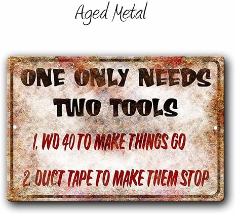 Amazon Fhdang デコール 面白いメタル看板 One Only Needs Two Things Wd40 ダクトテープ ガレージサイン ワークショップアート ギフトヒム ツールシェッド ハンディマンサイン Ss1 031 インテリア オンライン通販