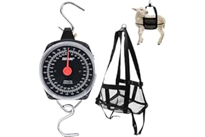 Yogayet Mechanical Hanging Scales 550lb, Calf Sling and Hanging Weight Scale 2 in 1 Kit, Weighing Sling for Calves Lambs Goats Newborn Livestock Dogs, High Accuracy Spring Dial Weight Scale