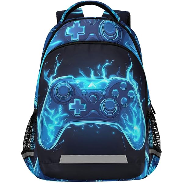 Kids Blue Flame School Backpack With Reflective Strips - Lightweight Bookbag For Boys & Girls